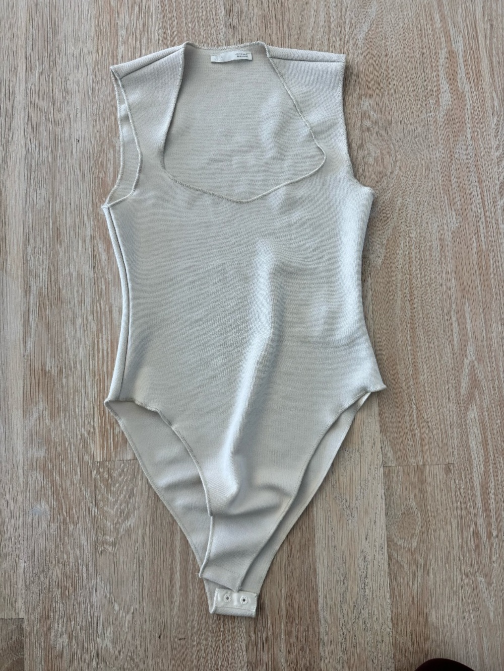 Zara Cream Square Neck Sleeveless Bodysuit